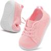 LeIsfIt Toddler Walking Shoes Boys Girls Slip-On Barefoot Shoes Kids Breathable Sneakers Non-Slip Lightweight Tennis Shoe(Pink)