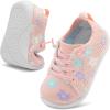 LeIsfIt Toddler Walking Shoes Boys Girls Slip-On Barefoot Shoes Kids Breathable Sneakers Non-Slip Lightweight Tennis Shoe(Pink Flower)