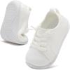 LeIsfIt Toddler Walking Shoes Boys Girls Slip-On Barefoot Shoes Kids Breathable Sneakers Non-Slip Lightweight Tennis Shoe(White)