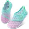 LeIsfIt Toddler Water Shoes Boys Girls Aqua Socks Kids Breathable Swim Shoes Non-Slip Barefoot Beach Shoes(Pinkgreen)