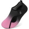 LeIsfIt Water Shoes for Women Men Wide Swim Beach Barefoot Shoes Quick Dry Aqua Socks for Pool Diving Boating River Yoga Lake Surf(Black Pink)
