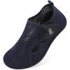 LeIsfIt Water Shoes for Women Men Wide Swim Beach Barefoot Shoes Quick Dry Aqua Socks for Pool Diving Boating River Yoga Lake Surf(Navy/Knit)