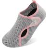 LeIsfIt Water Shoes for Women Men Wide Swim Beach Barefoot Shoes Quick Dry Aqua Socks for Pool Diving Boating River Yoga Lake Surf(Pinkgrey/Knit)