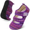 LeIsfIt Womens Slippers Adjustable Diabetic Slippers Wide Soft Arthritis Edema House Shoes Warm Fuzzy Slipper Socks with Rubber Sole(Purplebohemian)