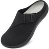 LeIsfIt Womens Wide Clogs Adjustable Diabetic Mules Slip on Clog Slippers for Swollen Edema Feet Wide Width Mules Potato Shoes(Black)