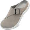 LeIsfIt Womens Wide Clogs Adjustable Diabetic Mules Slip on Clog Slippers for Swollen Edema Feet Wide Width Mules Potato Shoes(Grey)