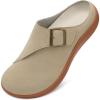 LeIsfIt Womens Wide Clogs Adjustable Diabetic Mules Slip on Clog Slippers for Swollen Edema Feet Wide Width Mules Potato Shoes(Taupe)