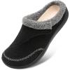 LeIsfIt Womens Wide Slippers Adjustable Diabetic Slippers Warm Cozy Slip on House Slipper Non-slip Memory Foam Winter House Shoes Indoor Outdoor(Black)