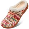 LeIsfIt Womens Wide Slippers Adjustable Diabetic Slippers Warm Cozy Slip on House Slipper Non-slip Memory Foam Winter House Shoes Indoor Outdoor(Bohemia)