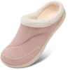 LeIsfIt Womens Wide Slippers Adjustable Diabetic Slippers Warm Cozy Slip on House Slipper Non-slip Memory Foam Winter House Shoes Indoor Outdoor(B-pink)