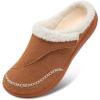 LeIsfIt Womens Wide Slippers Adjustable Diabetic Slippers Warm Cozy Slip on House Slipper Non-slip Memory Foam Winter House Shoes Indoor Outdoor(Brown)