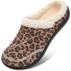 LeIsfIt Womens Wide Slippers Adjustable Diabetic Slippers Warm Cozy Slip on House Slipper Non-slip Memory Foam Winter House Shoes Indoor Outdoor(Brownleopard)