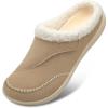 LeIsfIt Womens Wide Slippers Adjustable Diabetic Slippers Warm Cozy Slip on House Slipper Non-slip Memory Foam Winter House Shoes Indoor Outdoor(D-apricot)