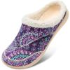 LeIsfIt Womens Wide Slippers Adjustable Diabetic Slippers Warm Cozy Slip on House Slipper Non-slip Memory Foam Winter House Shoes Indoor Outdoor(Purple Pattern)