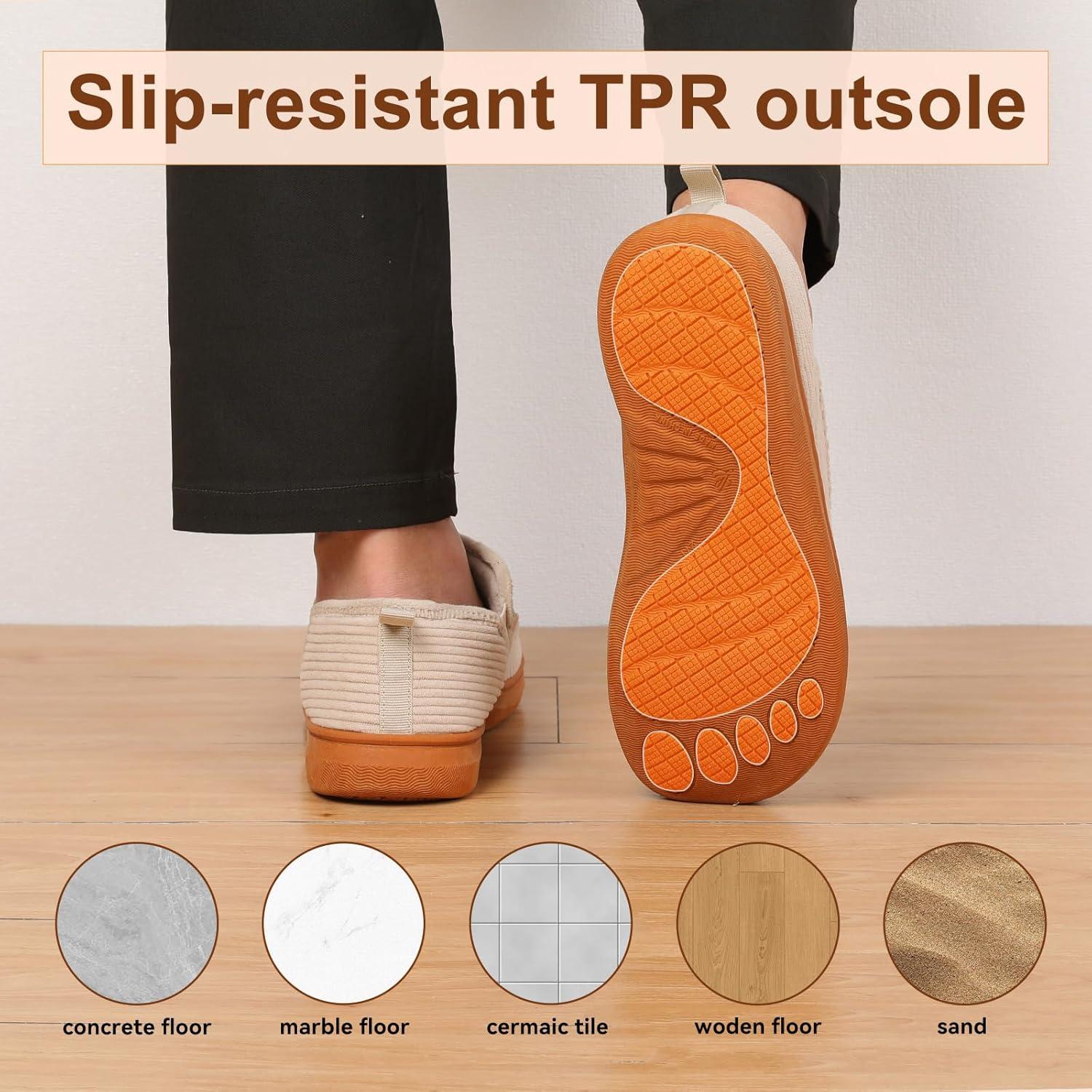 imageLeIsfIt Mens Slippers Wide Memory Foam House Shoes Moccasin SlipOn Cozy Loafer Slippers for Indoor ampamp OutdoorApricot