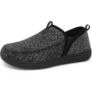 LeIsfIt Men’s Slippers Wide Memory Foam House Shoes Moccasin Slip-On Cozy Loafer Slippers for Indoor & Outdoor(Tweed)