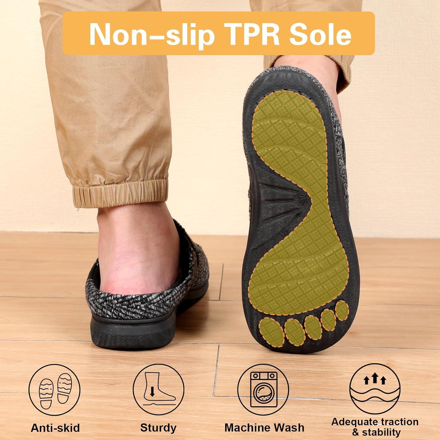 imageLeIsfIt Mens Slippers Memory Foam House Slippers with Wide Widths Moccasins Home Bedroom Slipper Slipon House Shoes with Rubber Sole for Indoor OutdoorTweed
