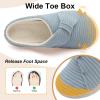 LeIsfIt Slippers for Women Wide Memory Foam House Slippers Corduroy Slip on Bedroom Slipper Non-slip Warm House Shoes Indoor and Outdoor(Cyan)