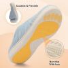 LeIsfIt Slippers for Women Wide Memory Foam House Slippers Corduroy Slip on Bedroom Slipper Non-slip Warm House Shoes Indoor and Outdoor(Cyan)