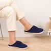 LeIsfIt Slippers for Women Wide Memory Foam House Slippers Corduroy Slip on Bedroom Slipper Non-slip Warm House Shoes Indoor and Outdoor(Navy)