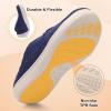 LeIsfIt Slippers for Women Wide Memory Foam House Slippers Corduroy Slip on Bedroom Slipper Non-slip Warm House Shoes Indoor and Outdoor(Navy)
