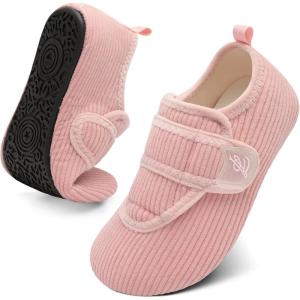 LeIsfIt Slippers for Women Men Soft House Slippers Wide Barefoot House Shoes Non-slip Slip on Slipper Shoes Comfy Adjustable for Home Bedroom Travel Yoga(Lightpink)