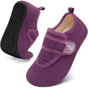 LeIsfIt Slippers for Women Men Soft House Slippers Wide Barefoot House Shoes Non-slip Slip on Slipper Shoes Comfy Adjustable for Home Bedroom Travel Yoga(Darkpurple)