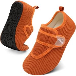 LeIsfIt Slippers for Women Men Soft House Slippers Wide Barefoot House Shoes Non-slip Slip on Slipper Shoes Comfy Adjustable for Home Bedroom Travel Yoga(Orange)