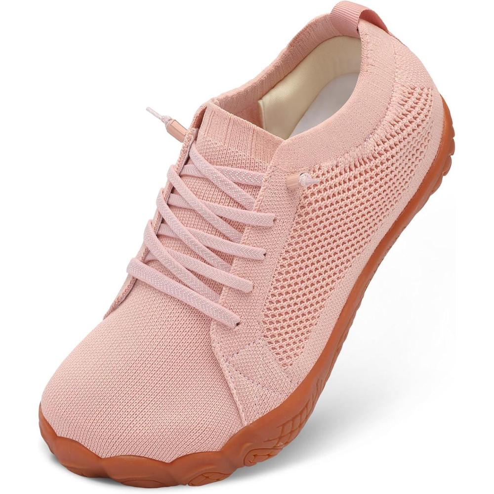 imageLeIsfIt Womens Barefoot Shoes SlipOn Sneakers Wide Toe Box Minimalist Shoes for Walking Hiking Trail RunningPink