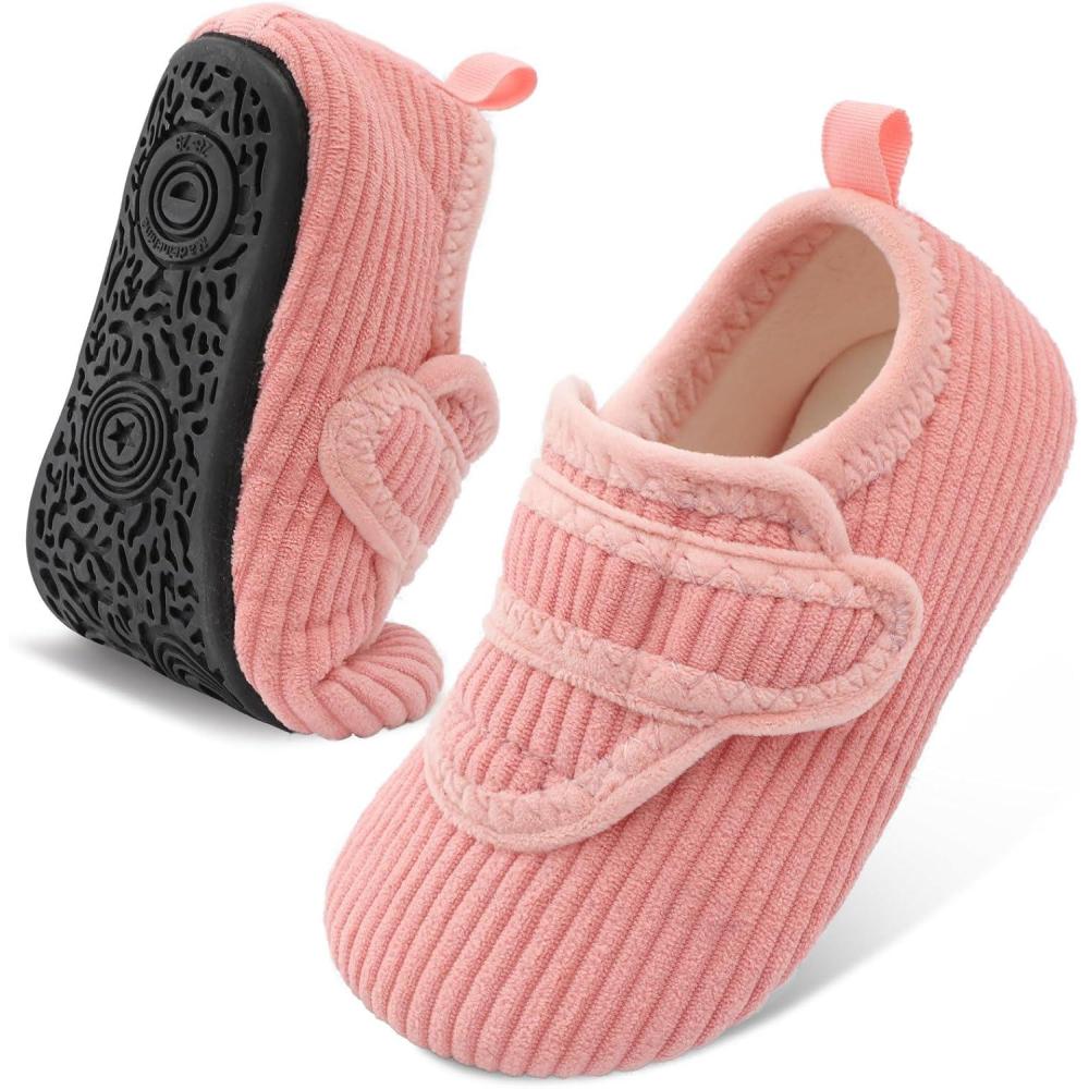 imageLeIsfIt Toddler Slippers Boys Girls House Shoes Soft Warm Kids House Slippers Slip on Cozy Bedroom Sock Shoes Nonslip Indoor Outdoor Slipper ShoeLight Pink