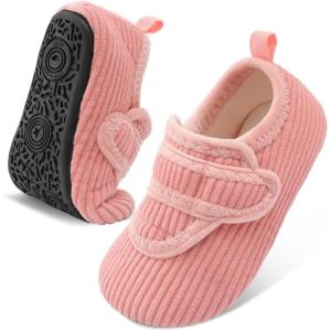 LeIsfIt Toddler Slippers Boys Girls House Shoes Soft Warm Kids House Slippers Slip on Cozy Bedroom Sock Shoes Non-slip Indoor Outdoor Slipper Shoe(Light Pink)