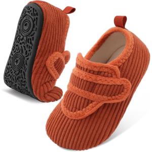 LeIsfIt Toddler Slippers Boys Girls House Shoes Soft Warm Kids House Slippers Slip on Cozy Bedroom Sock Shoes Non-slip Indoor Outdoor Slipper Shoe(Orange)