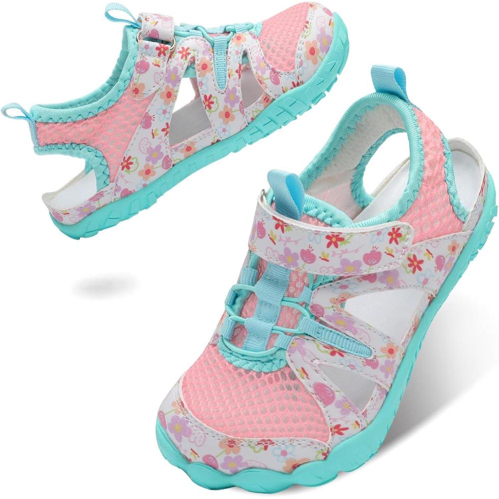 imageLeisfit Kids Sandals Boys Girls Wide Sandals Nonslip Toddler Water Sandal Shoes Lightweight Barefoot for Beach Swim HikingFlower