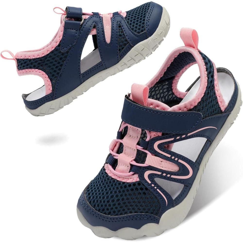 imageLeisfit Kids Sandals Boys Girls Wide Sandals Nonslip Toddler Water Sandal Shoes Lightweight Barefoot for Beach Swim HikingNavy