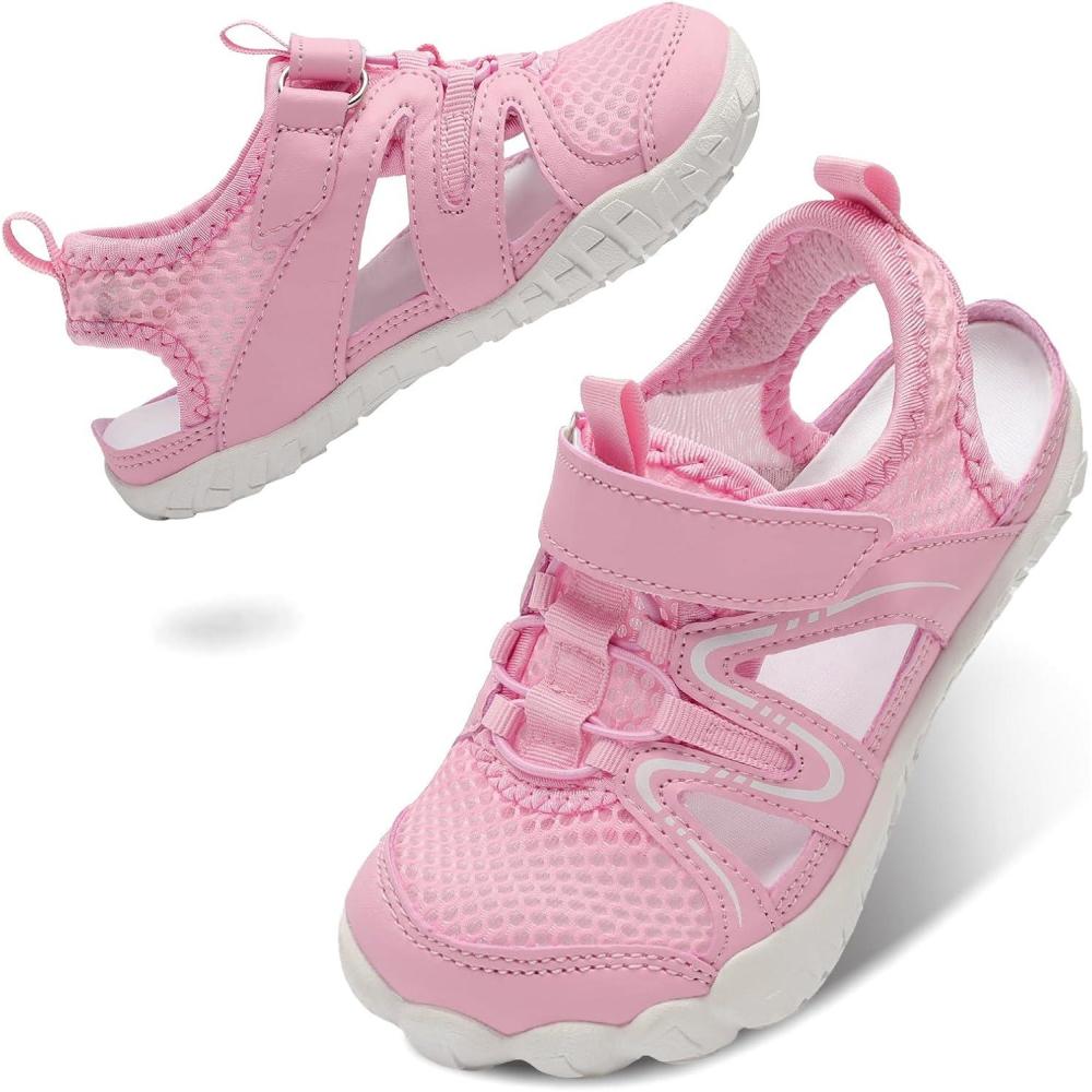 imageLeisfit Kids Sandals Boys Girls Wide Sandals Nonslip Toddler Water Sandal Shoes Lightweight Barefoot for Beach Swim HikingPink