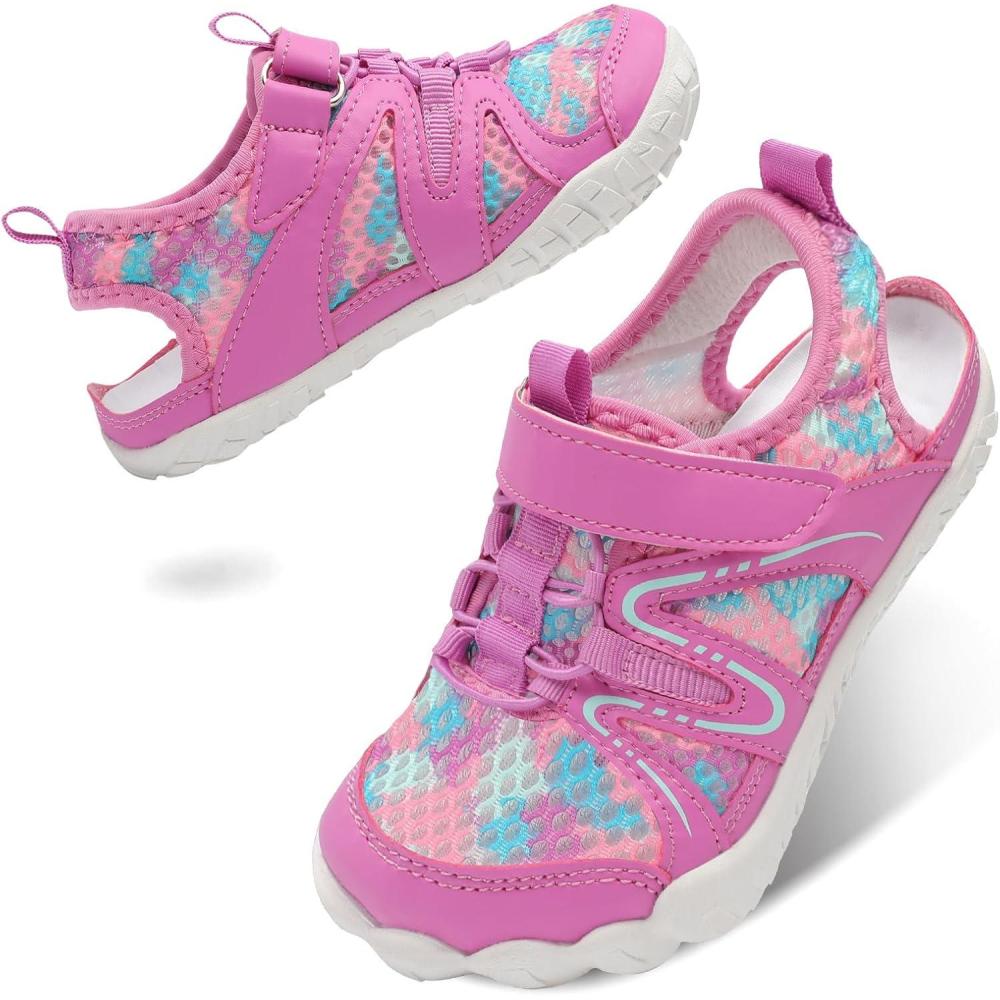 imageLeisfit Kids Sandals Boys Girls Wide Sandals Nonslip Toddler Water Sandal Shoes Lightweight Barefoot for Beach Swim HikingPurple