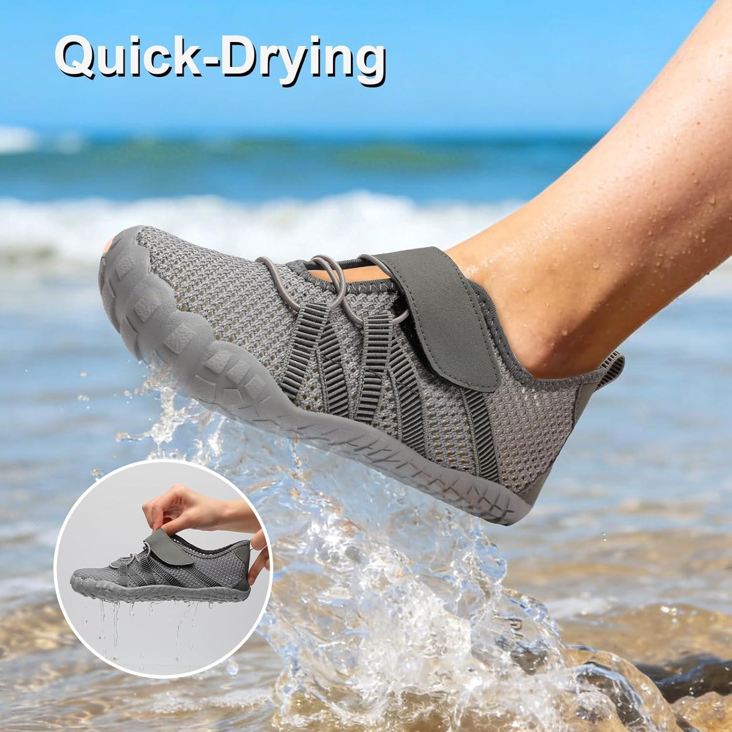 imageLeisfit Water Shoes for Women Barefoot Swim Beach Shoes QuickDry Aqua Socks NonSlip for Pool Diving Boating River Yoga Lake SurfDark Grey