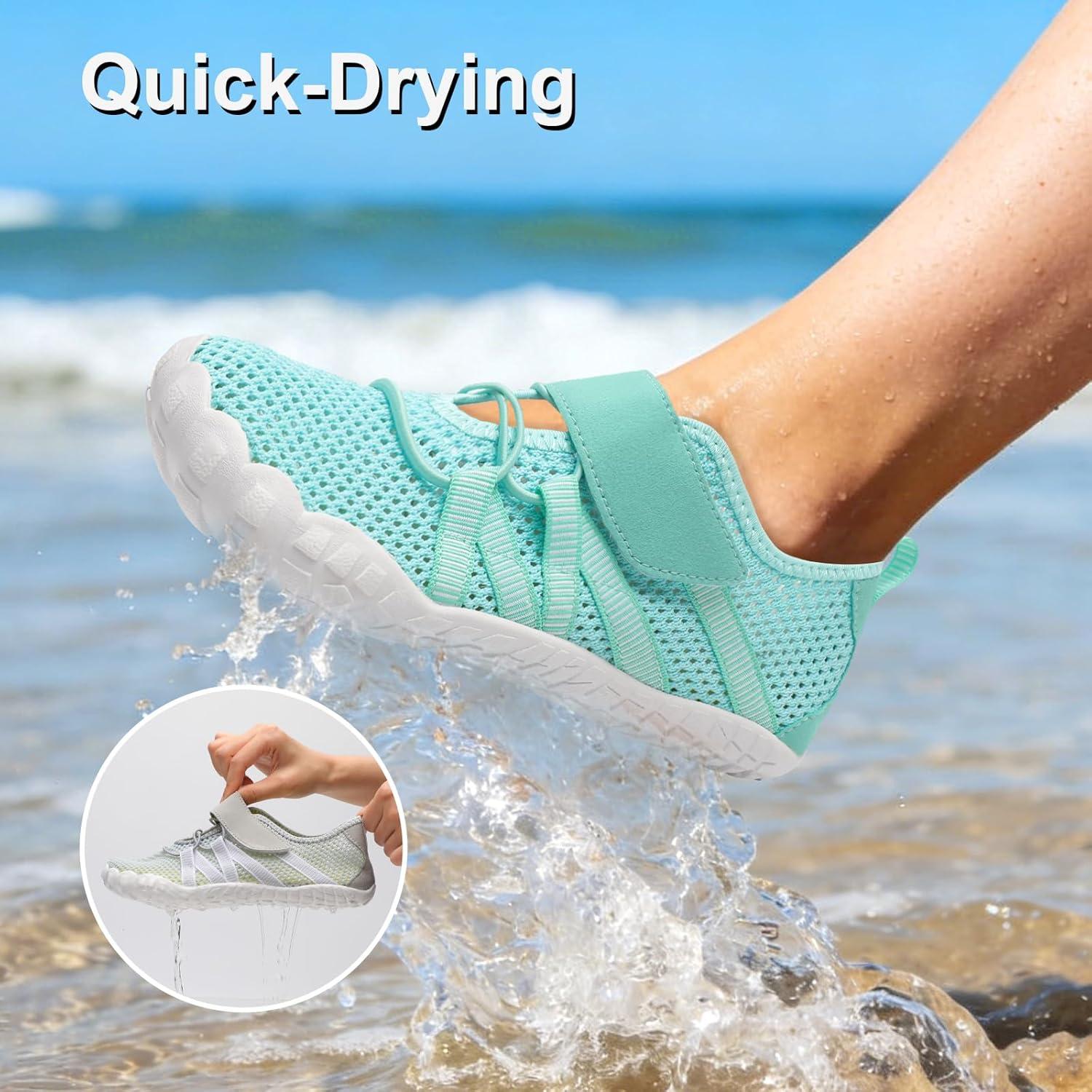 imageLeisfit Water Shoes for Women Barefoot Swim Beach Shoes QuickDry Aqua Socks NonSlip for Pool Diving Boating River Yoga Lake SurfGreen