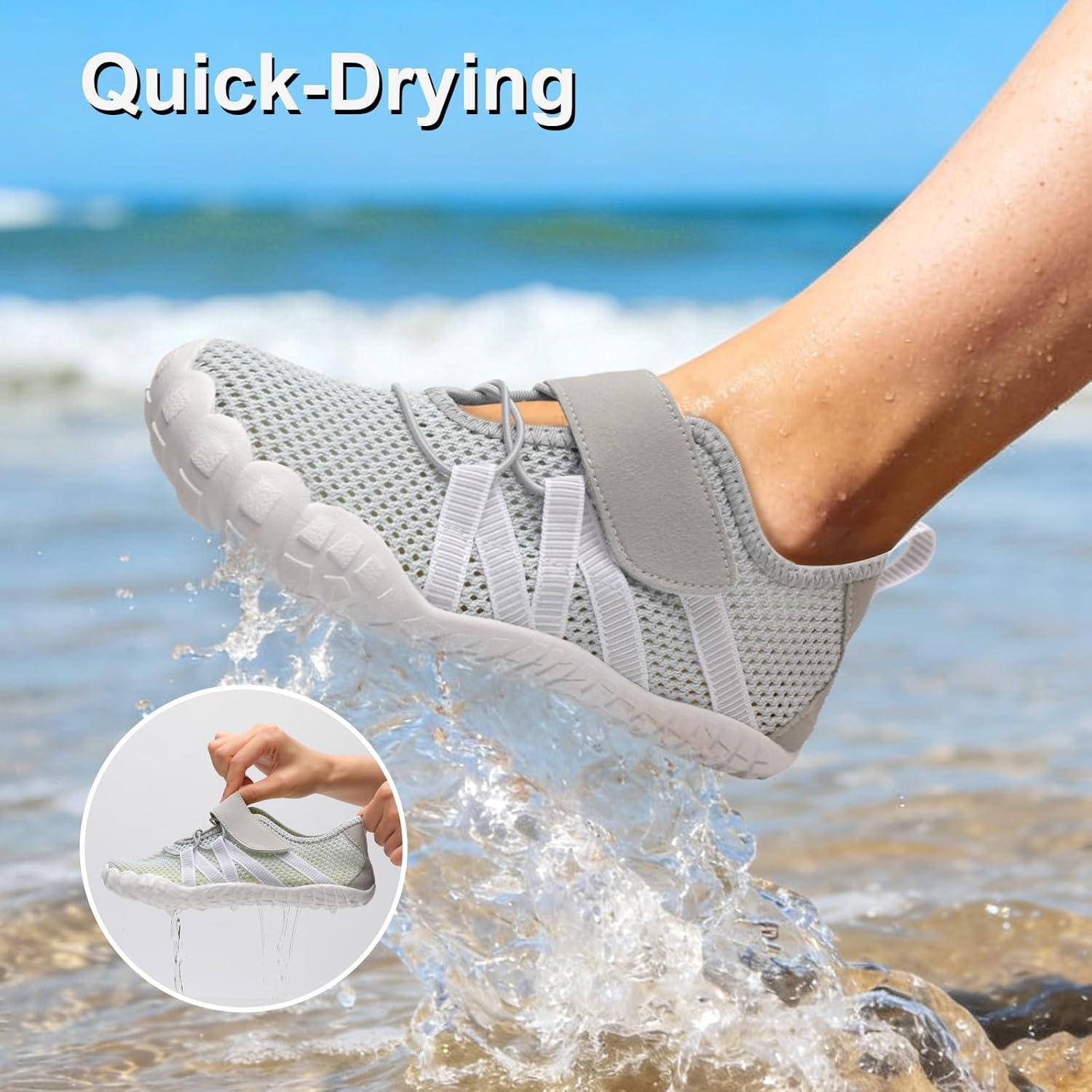 imageLeisfit Water Shoes for Women Barefoot Swim Beach Shoes QuickDry Aqua Socks NonSlip for Pool Diving Boating River Yoga Lake SurfLight Grey