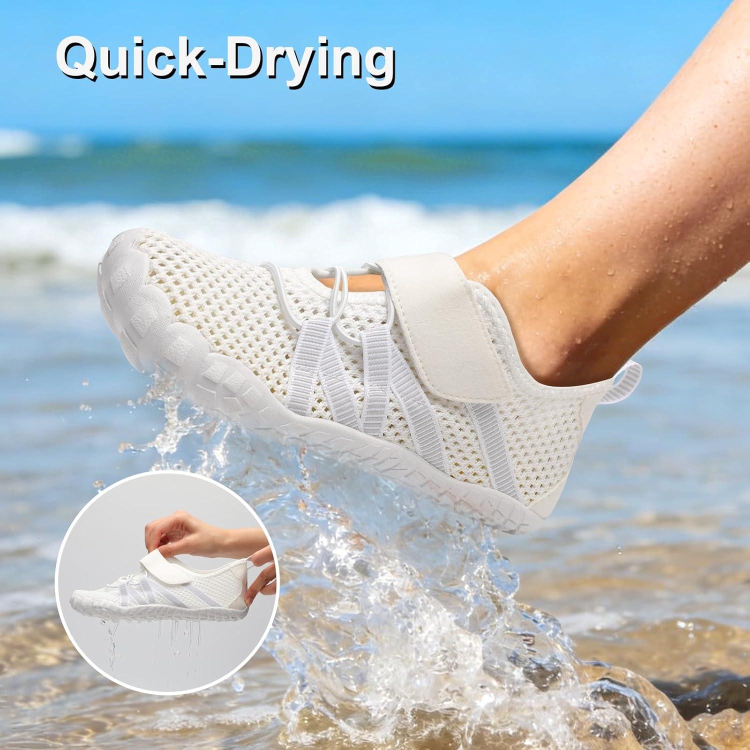 imageLeisfit Water Shoes for Women Barefoot Swim Beach Shoes QuickDry Aqua Socks NonSlip for Pool Diving Boating River Yoga Lake SurfWhite