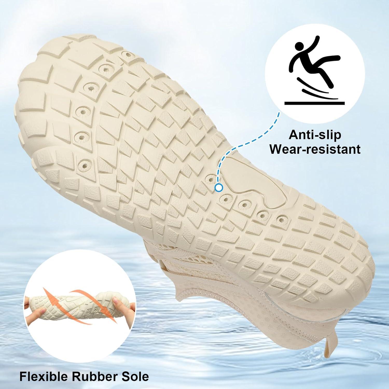 imageLeIsfIt Water Shoes for Women Men Barefoot Beach Swim Shoes QuickDry Aqua Socks for River Pool Lake Hiking Kayaking SurfingBeige