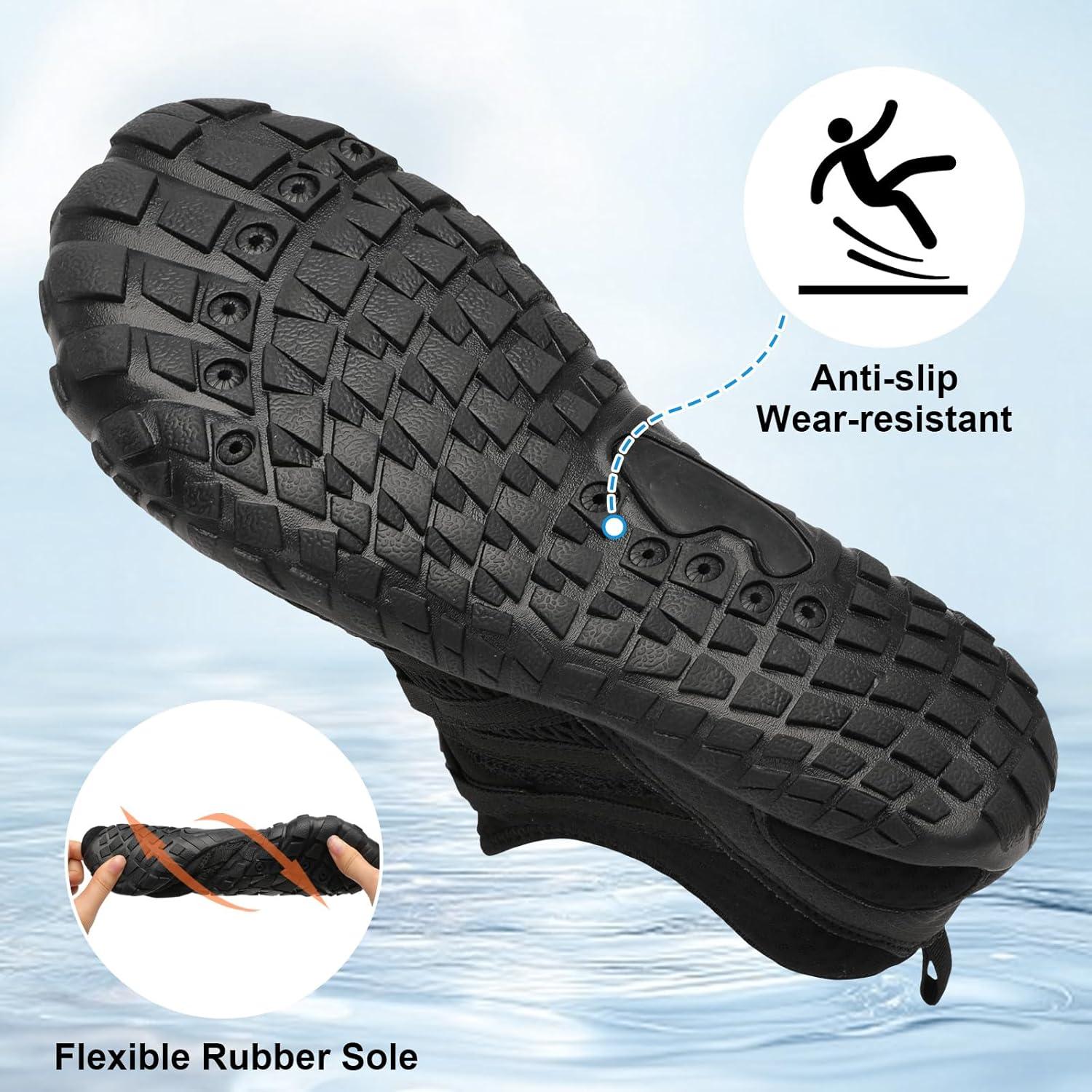 imageLeIsfIt Water Shoes for Women Men Barefoot Beach Swim Shoes QuickDry Aqua Socks for River Pool Lake Hiking Kayaking SurfingBlack
