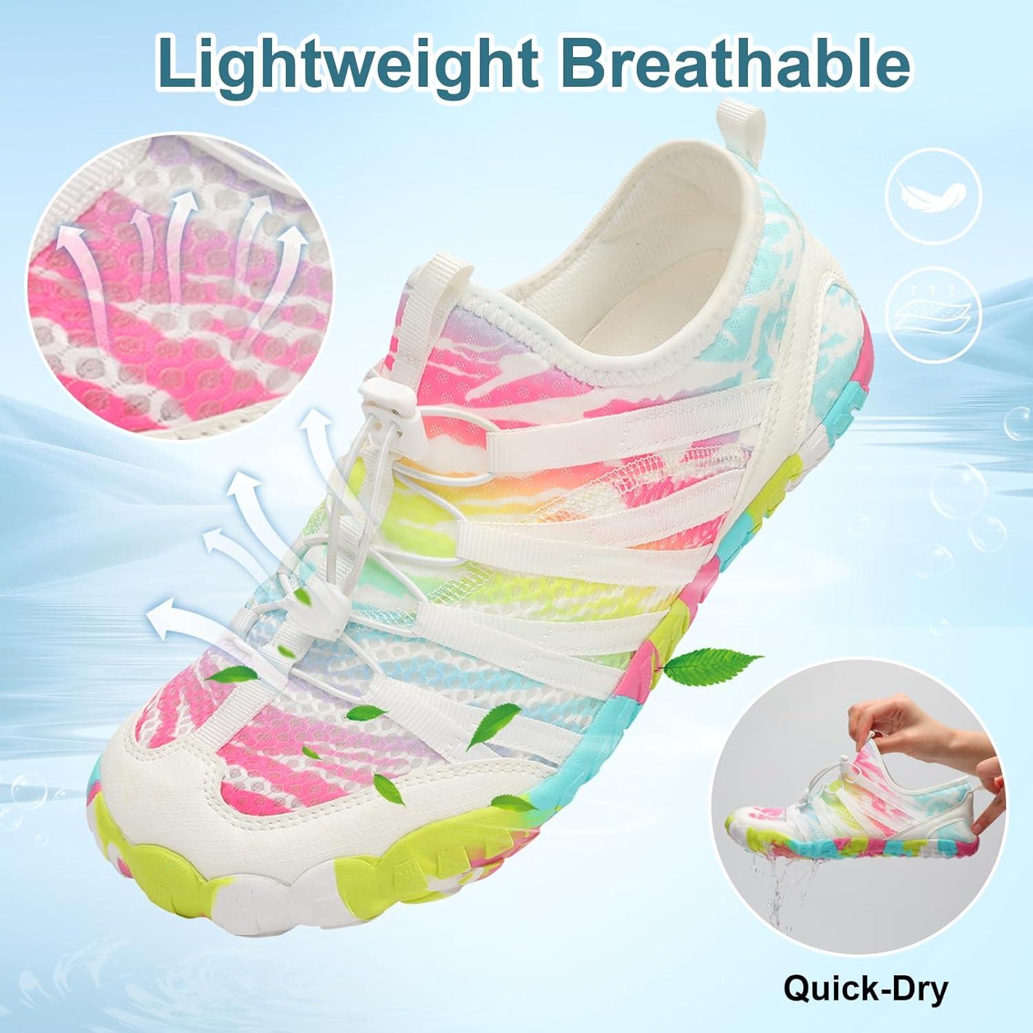 imageLeIsfIt Water Shoes for Women Men Barefoot Beach Swim Shoes QuickDry Aqua Socks for River Pool Lake Hiking Kayaking SurfingColorful