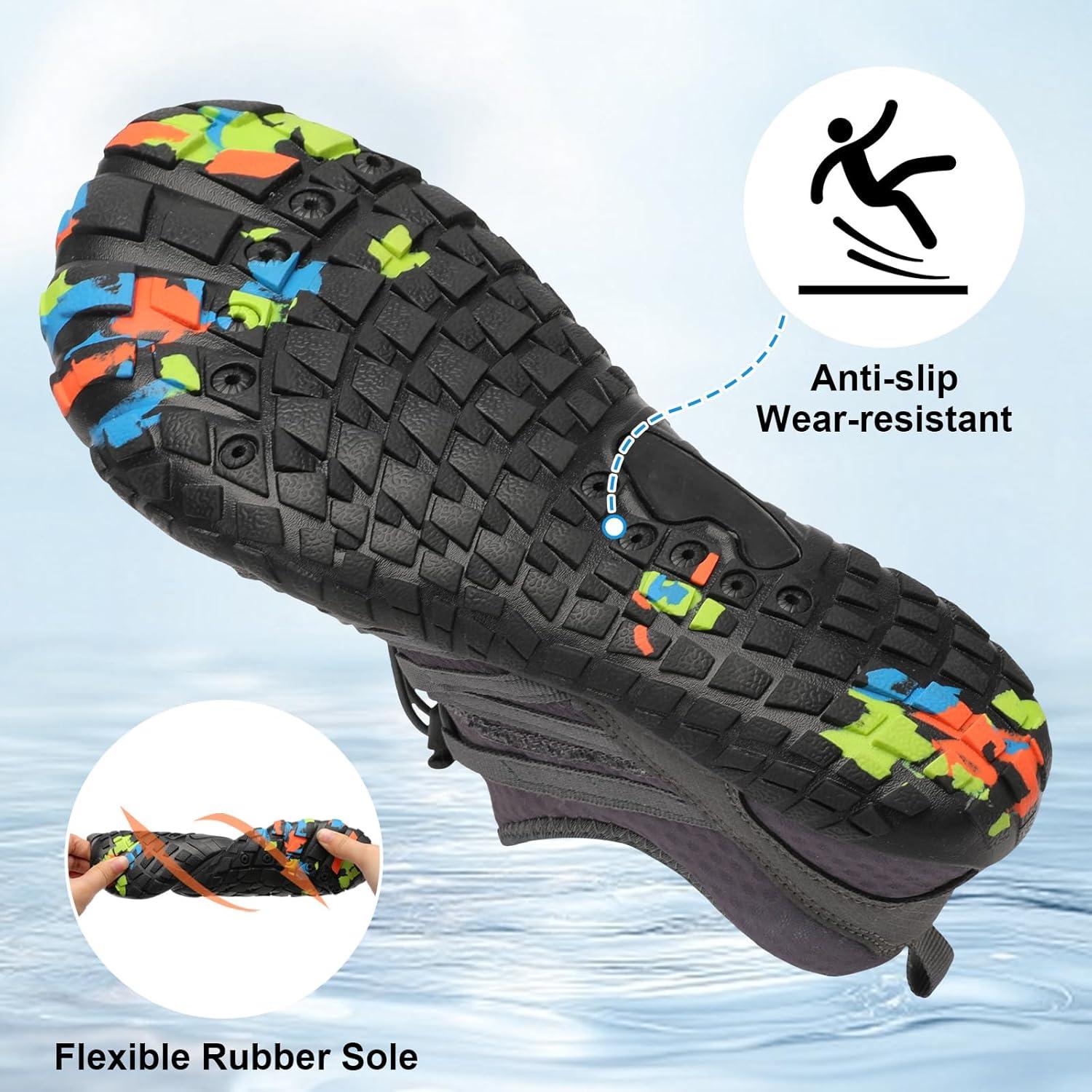 imageLeIsfIt Water Shoes for Women Men Barefoot Beach Swim Shoes QuickDry Aqua Socks for River Pool Lake Hiking Kayaking SurfingDark Grey
