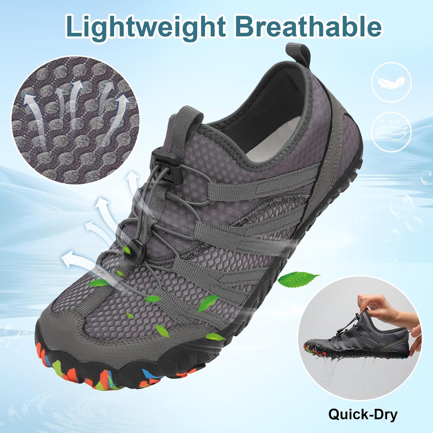 imageLeIsfIt Water Shoes for Women Men Barefoot Beach Swim Shoes QuickDry Aqua Socks for River Pool Lake Hiking Kayaking SurfingDark Grey