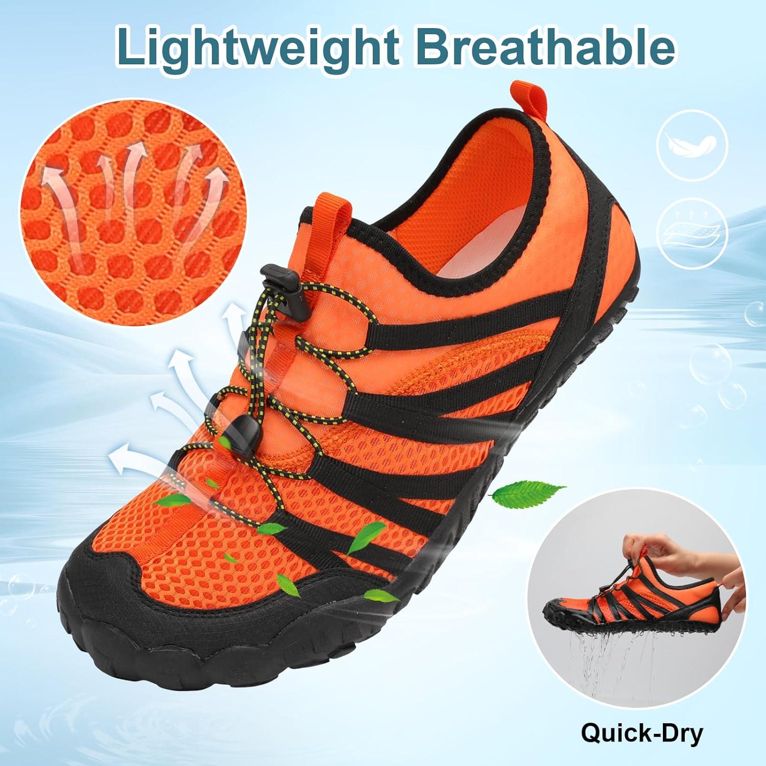 imageLeIsfIt Water Shoes for Women Men Barefoot Beach Swim Shoes QuickDry Aqua Socks for River Pool Lake Hiking Kayaking SurfingOrange
