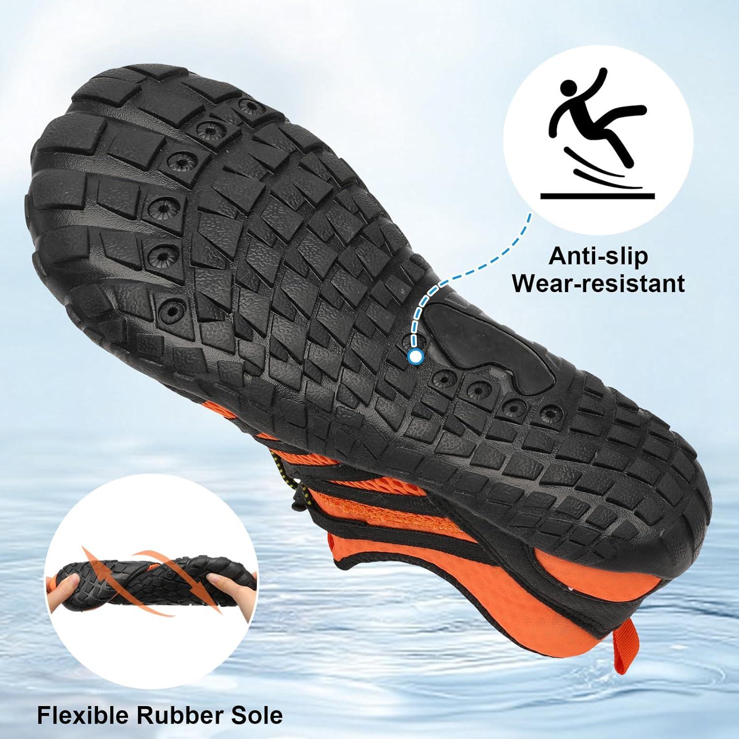 imageLeIsfIt Water Shoes for Women Men Barefoot Beach Swim Shoes QuickDry Aqua Socks for River Pool Lake Hiking Kayaking SurfingOrange