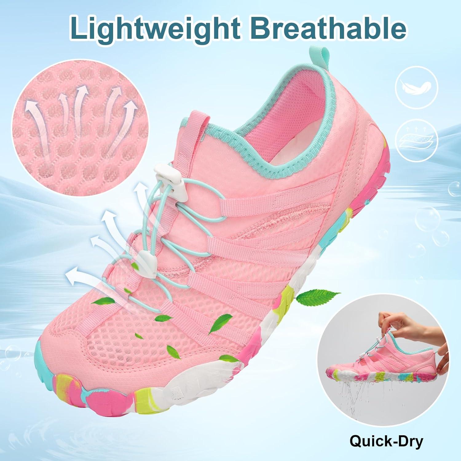 imageLeIsfIt Water Shoes for Women Men Barefoot Beach Swim Shoes QuickDry Aqua Socks for River Pool Lake Hiking Kayaking SurfingPink