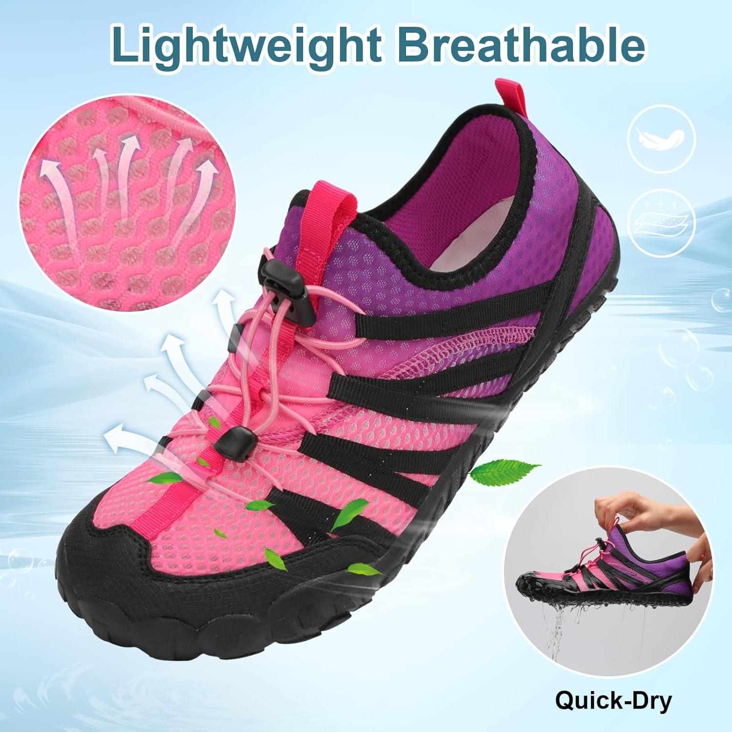 imageLeIsfIt Water Shoes for Women Men Barefoot Beach Swim Shoes QuickDry Aqua Socks for River Pool Lake Hiking Kayaking SurfingPink Purple
