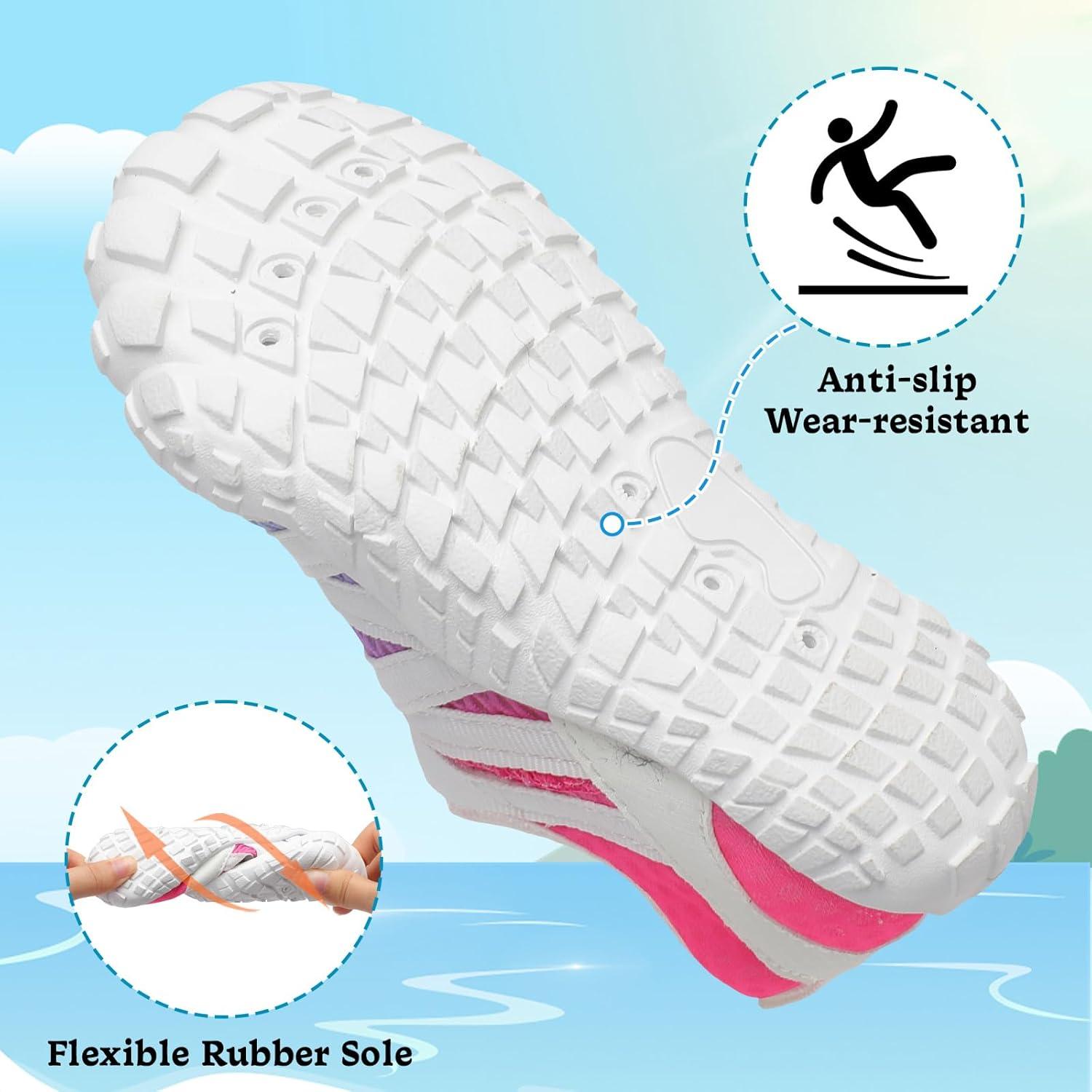 imageLeIsfIt Kids Water Shoes Boys Girls Wide Barefoot Swim Shoes Quick Dry Aqua Socks with NonSlip Sole for Beach Pool Surf HikingColorful
